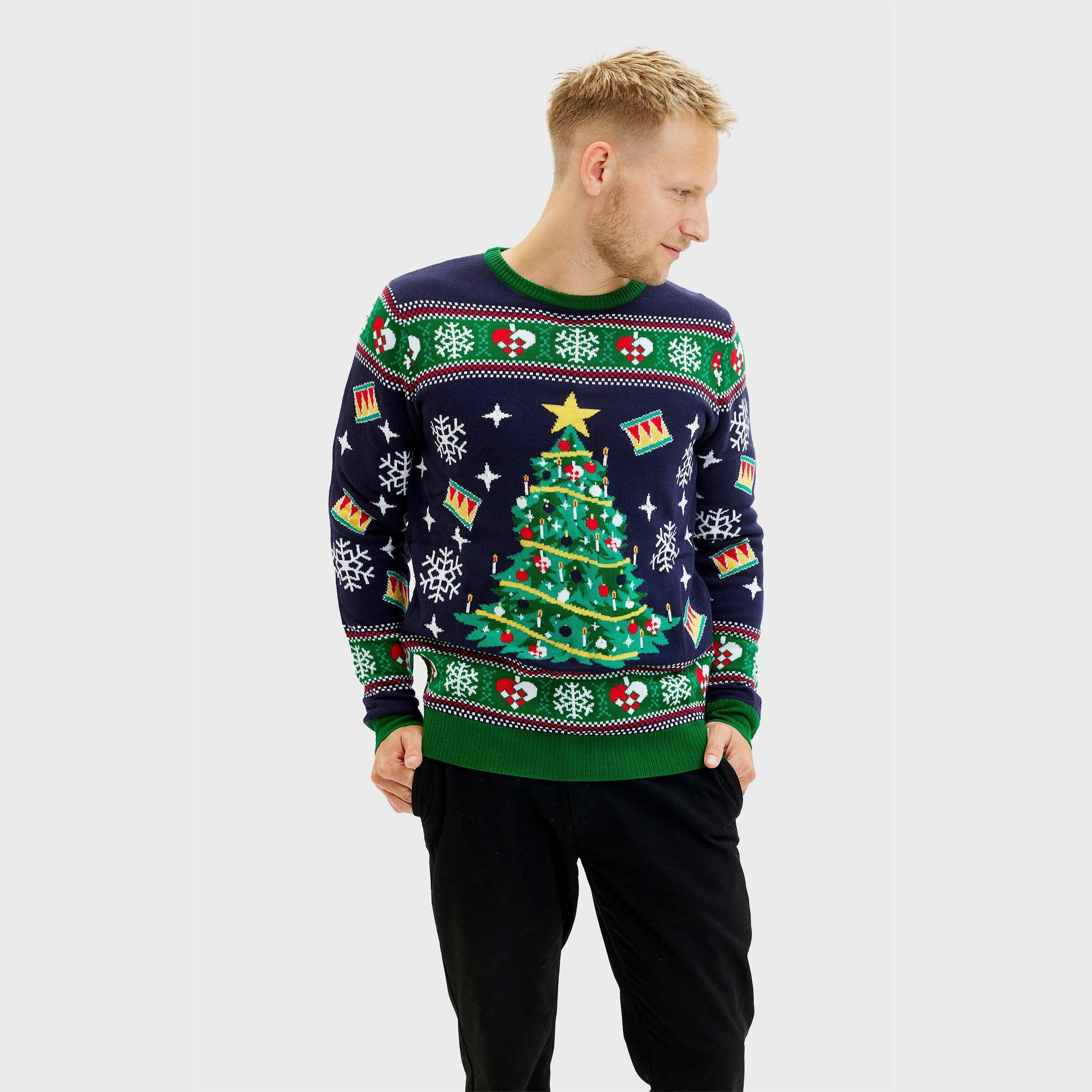 Blue Christmas Tree Sweater β Men